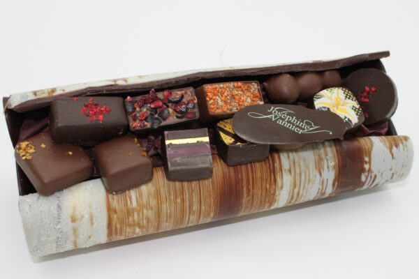 Buche effet Bouleau en chocolat garnie