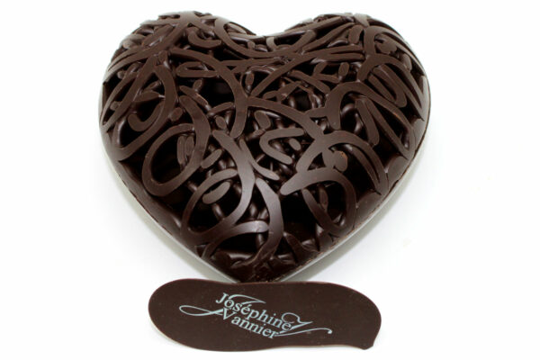 Cœur T2 en chocolat noir garnie