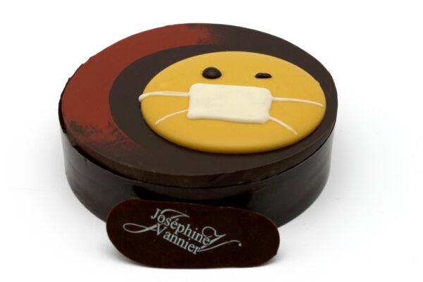 Boite Smiley rouge personnalisable T1 en chocolat noir garni