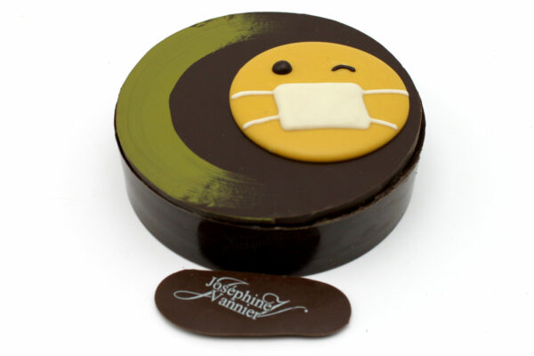 Boite Smiley vert personnalisable T1 en chocolat noir garni