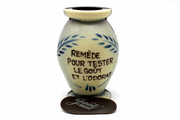 Pot d'apothicaire pour tester le gout et l'odorat en chocolat noir garni