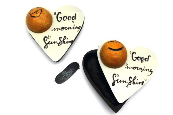 Cœur Sunshine T3 Orange en chocolat noir garni