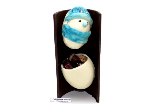 E-Bonhomme de neige Garni en Chocolat