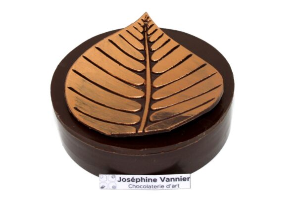 Boite Feuille 10cm Garnie en Chocolat