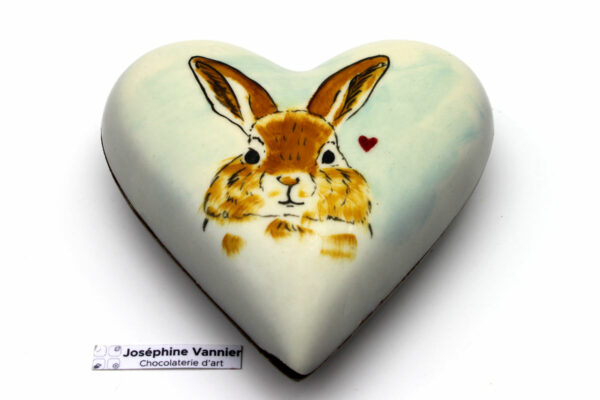 Coeur Lapin T3 Garni en Chocolat Noir