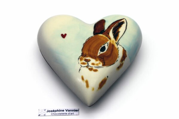 Coeur Lapin T3 Garni en Chocolat Noir