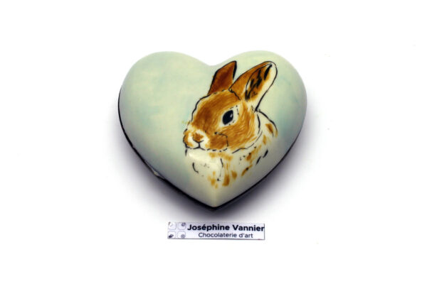 Coeur Lapin T2 Garni en Chocolat Noir