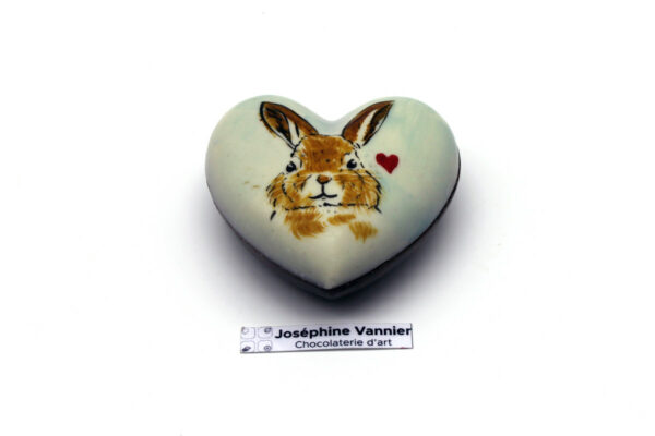 Coeur Lapin T1 Garni en Chocolat Noir