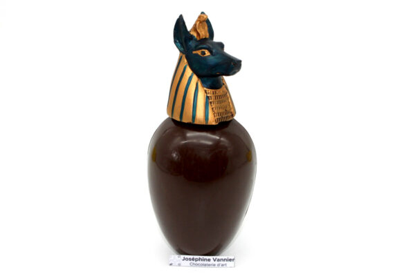 Vase Canope T1 Anubis en chocolat noir garni