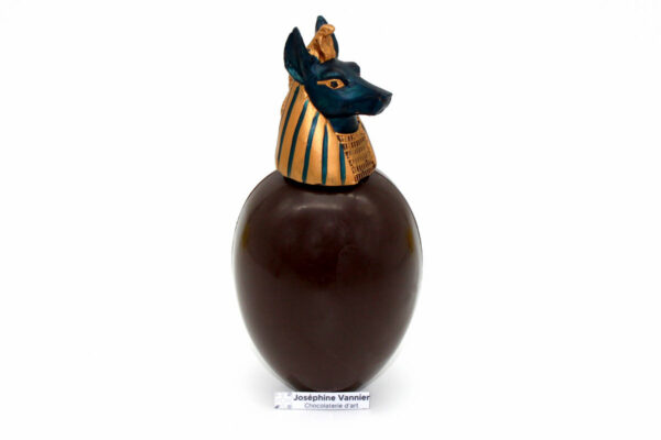 Vase Canope T2 Anubis en chocolat noir garni