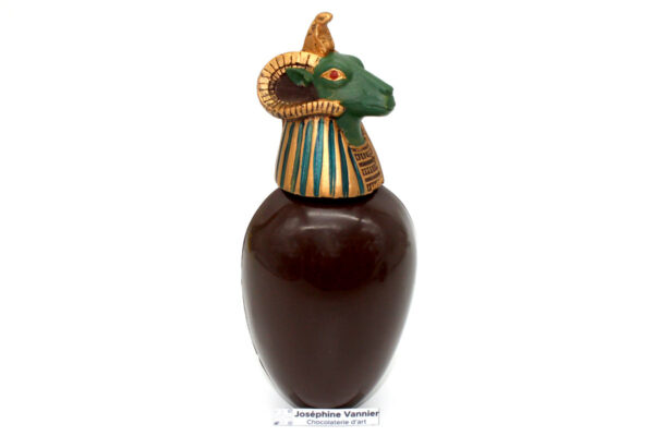 Vase Canope T1 Khnoum en chocolat noir garni
