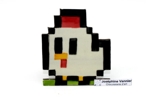 Poulette Pixel en chocolat noir garni