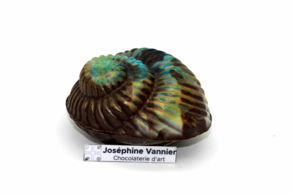 Coquillage en chocolat noir garni
