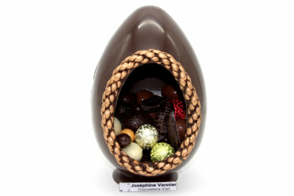 Oeuf Cordage T3 en chocolat noir garni