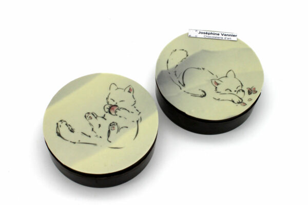 Boîte en chocolat noir illustration chaton