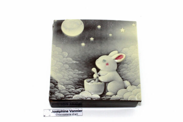 Boite Estampe 11x11cm en chocolat noir Garnie