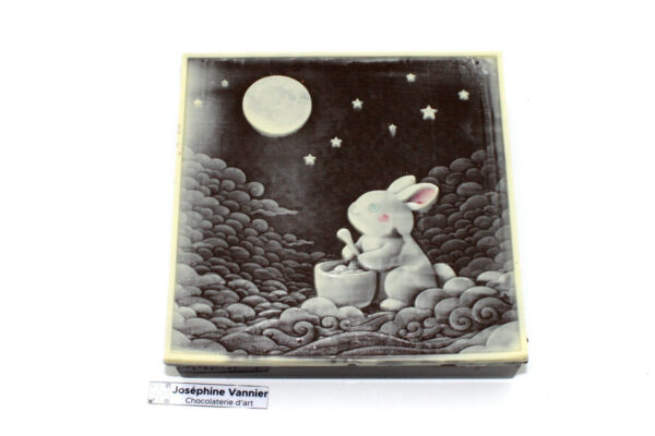 Boite Estampe 14x14cm en chocolat noir Garnie