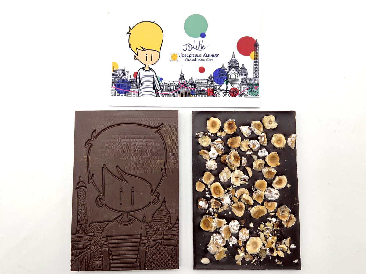 Tablette Jo Little avec noisettes caramélisées en chocolat au lait 42%