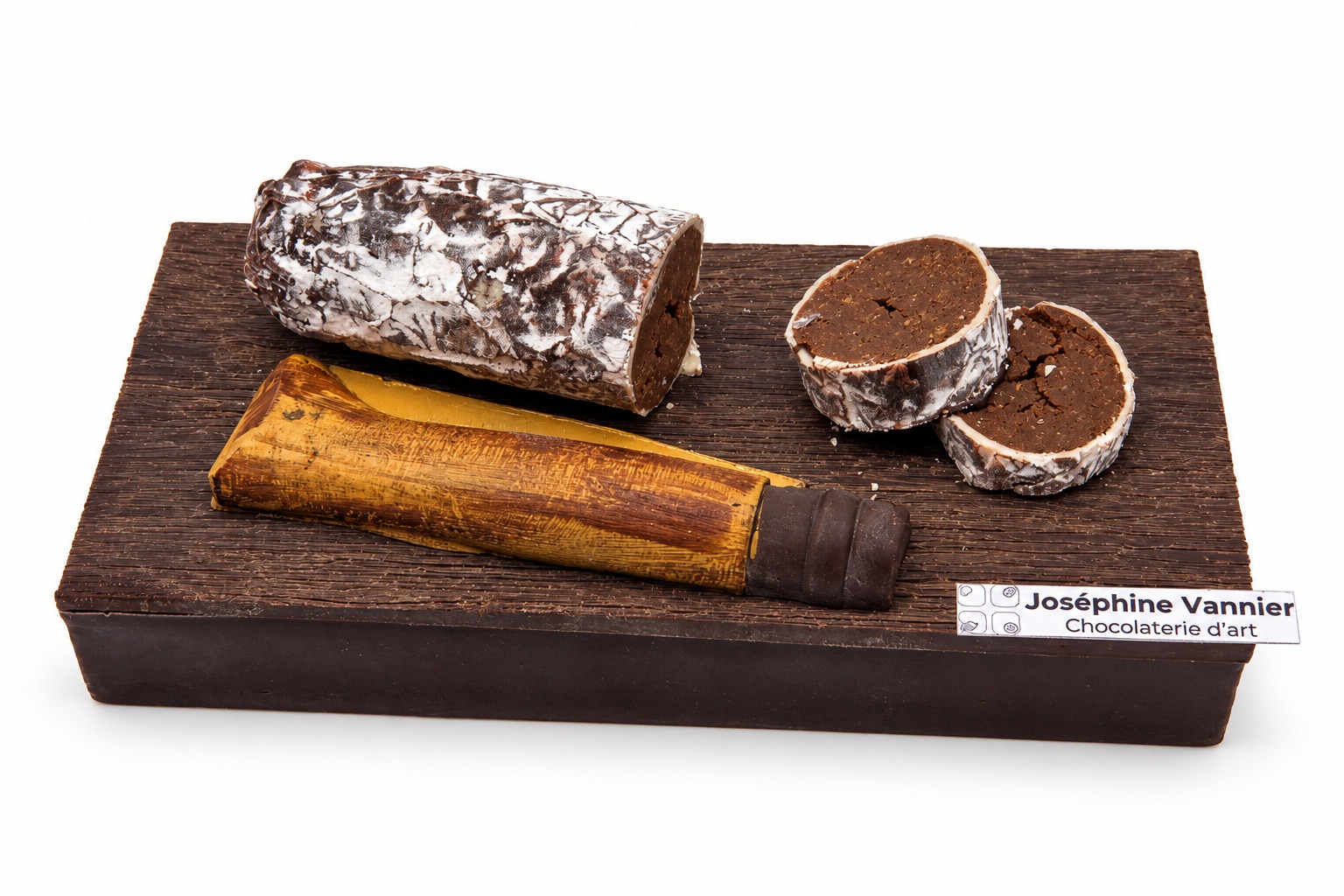 BOÎTE CASSE-CROÛTE en Chocolat Noir & Saucisson Praliné