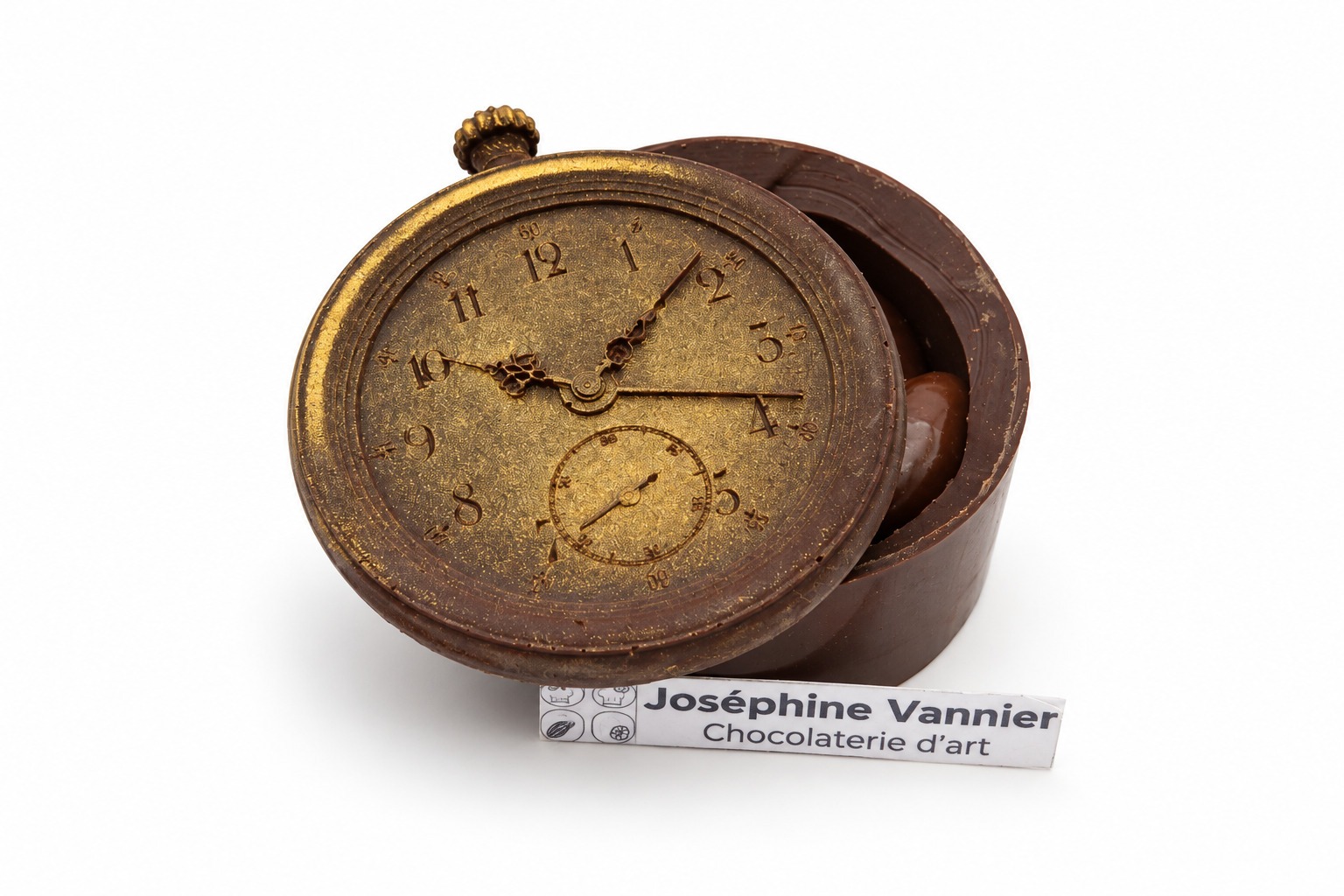 BOÎTE MONTRE À GOUSSET en Chocolat Noir 72% & Amandes Enrobées
