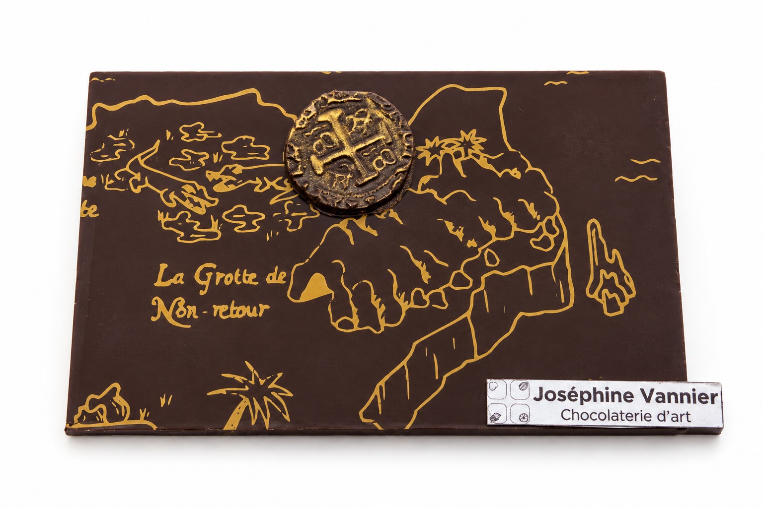 PLAQUE CHASSE AU TRÉSOR en Chocolat Noir 72% & Chocolat Blanc